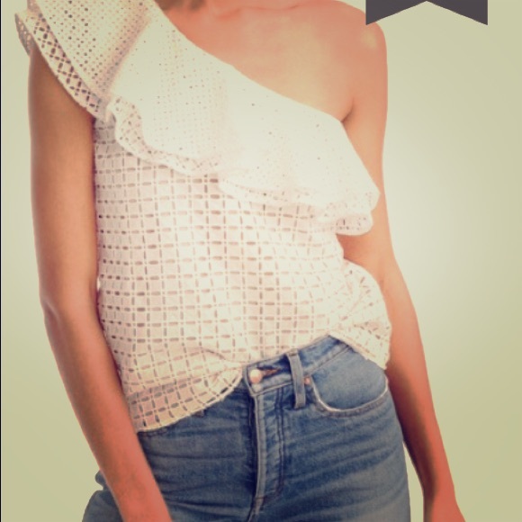 J. Crew Tops - One-shoulder ruffle eyelet top